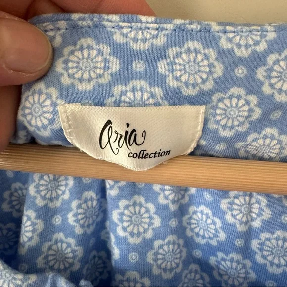 Blue Patterned Short Sleeve Dress - Picture 6 of 8